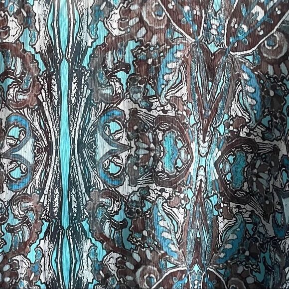 TOMMY BAHAMA Silk Oversized Popover Tunic Blouse Coverup Print Turquoise - Picture 5 of 6